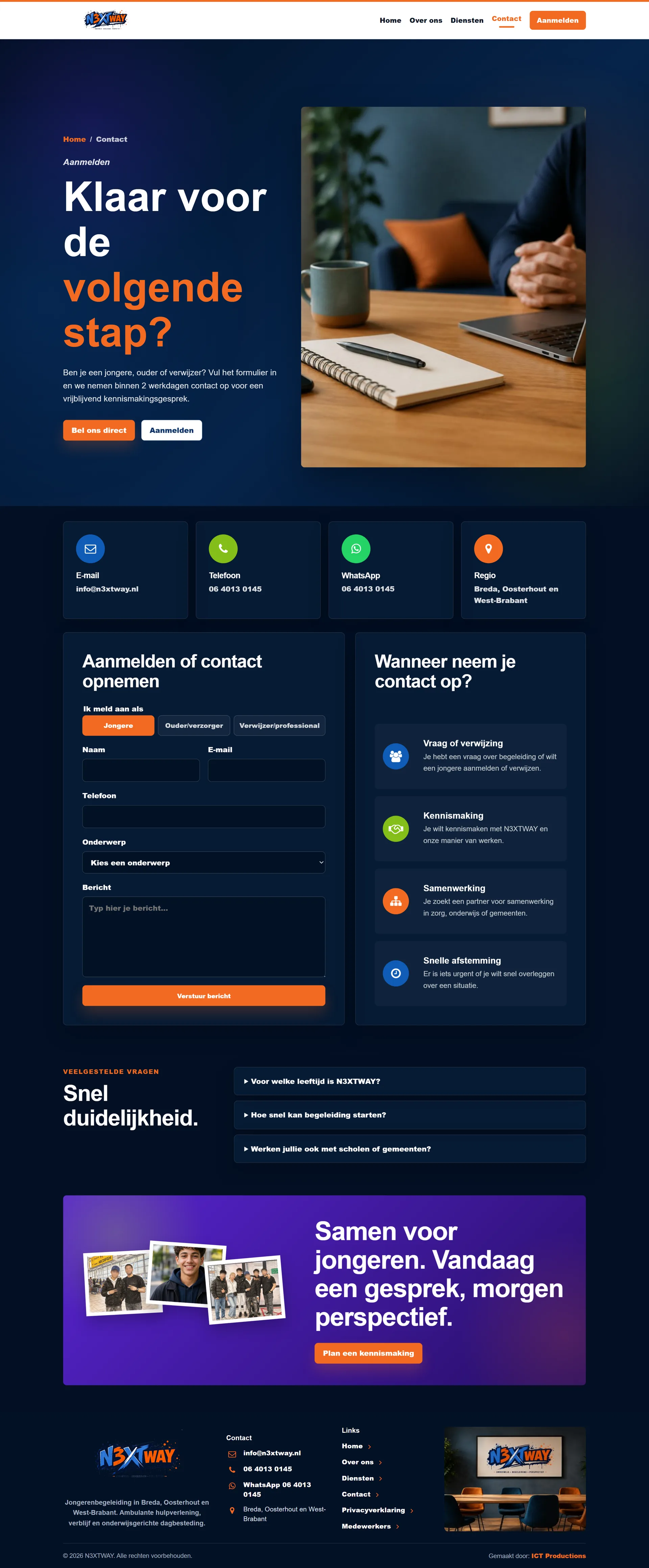 Captura de la página de contacto de N3XTWAY