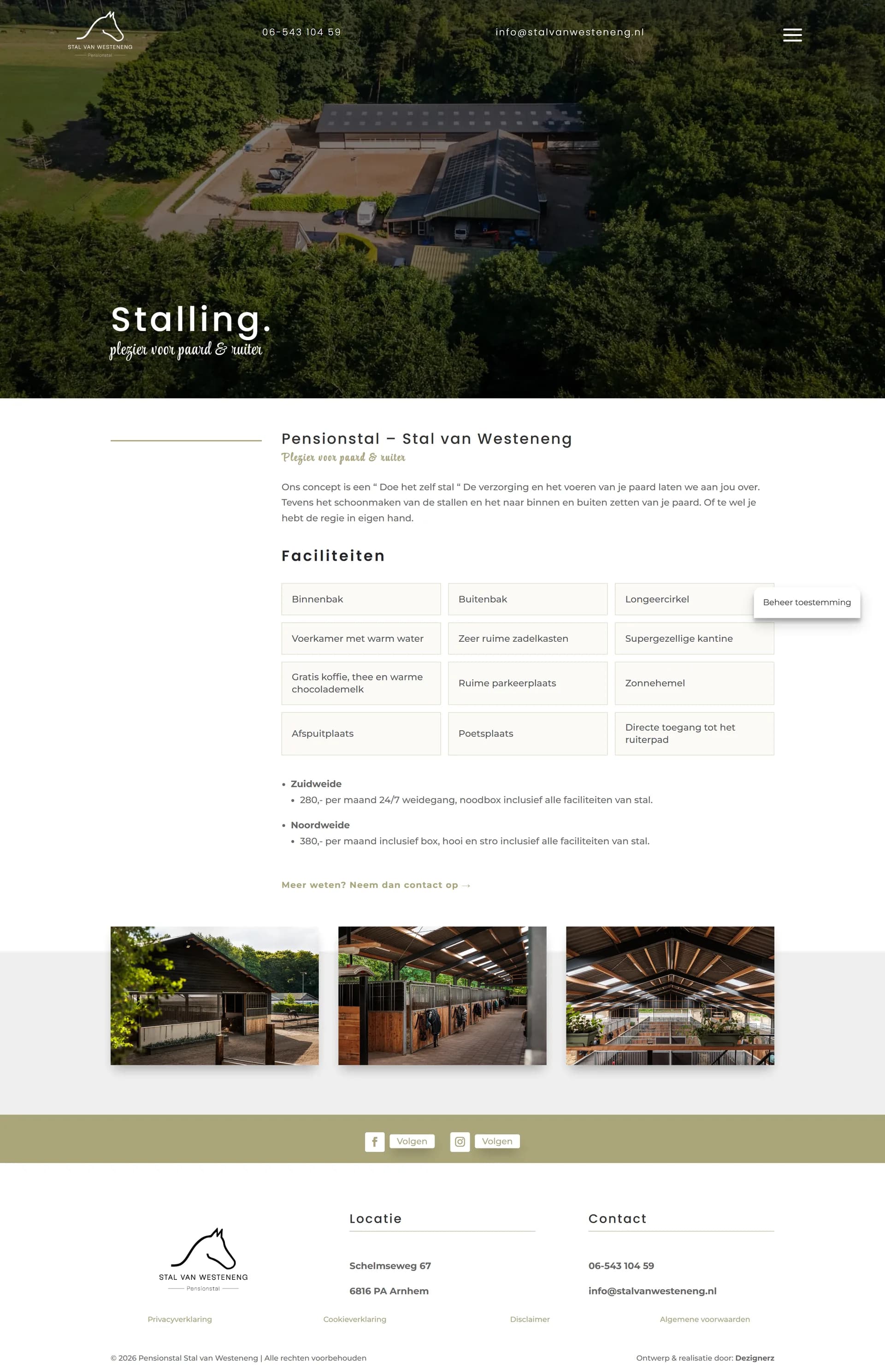 Stal van Westeneng stabling page screenshot